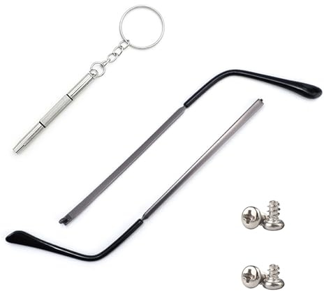 Metall-Brillen-Ersatzbügel, Brillen-Ersatzarme 1 Paar Metall-Brillen-Ersatzbügel Brillen-Ersatzarme für Sonnenbrillen und Korrekturbrillen, inklusive Schrauben und 3-in-1 Schraubendreher,Grau