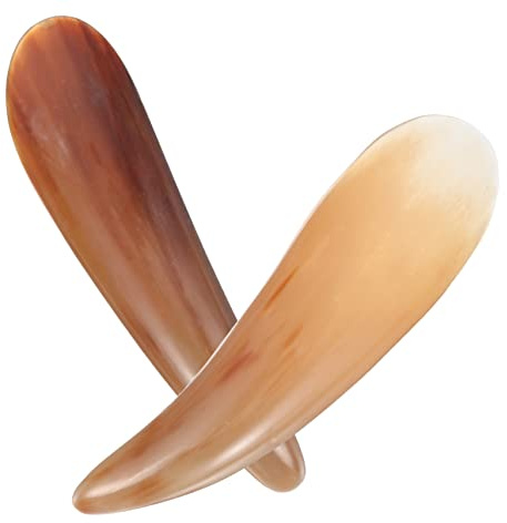 HAMPPLIES 2stücke Massage Schaber Für Gesicht Und Hals Aus Hochwertigem Ochsenhorn Tragbar Mit Multifunktionaler Anwendung Durchblutung Und Hautelastizität Wiederverwendbar Für