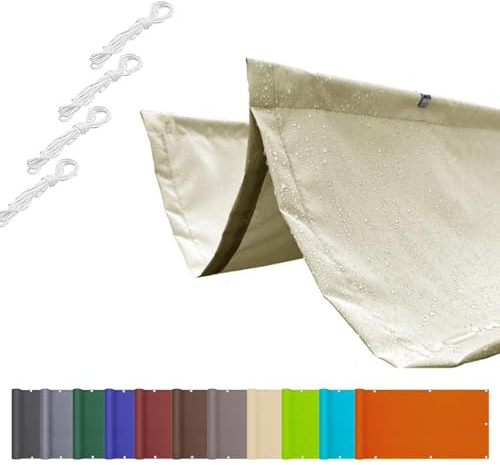 Einziehbare Welle Sonnensegel Wellenmarkise Verstellbar Segeltuch mit Ösen und Kordel UV-Schutz Sonnensegel wasserdicht für Garten Pergola Balkon Terrasse (2.5x5M,Beige)