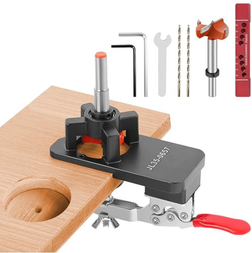 Dima per Cerniera a Scodellino 35 mm, Strumenti Apri Foro Cerniere Nascosta con Morsetto Rapido, Localizzatore Foratura Lega Alluminio, Strumento Installazione Multiuso per Lavorazione Legno Fai da Te