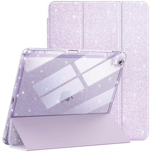 JETech Custodia Glitter per iPad Air 11 Pollici M3/M2 (2025/2024), iPad Air 5/4 (2022/2020 5a/4a) con Portapenne, Cover Sottile Scintillante Carina per Bambini e Ragazze (Viola)
