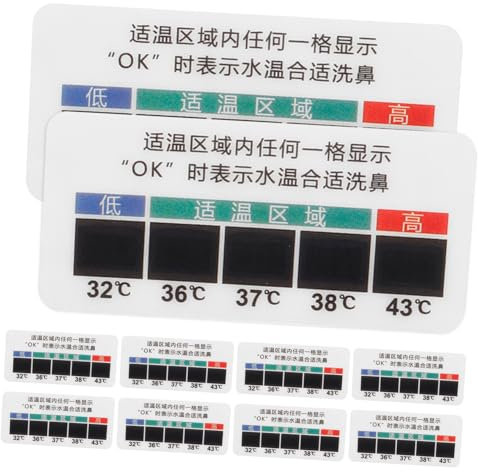 Ipetboom 10stücke Temperaturaufkleber Für Nasenspüllösung Temperaturempfindliche Flüssigkristallstreifen Mit Haftkleber Zur Genauen Messung Der Wassertemperatur Bei Nasenspülung Praktisch f
