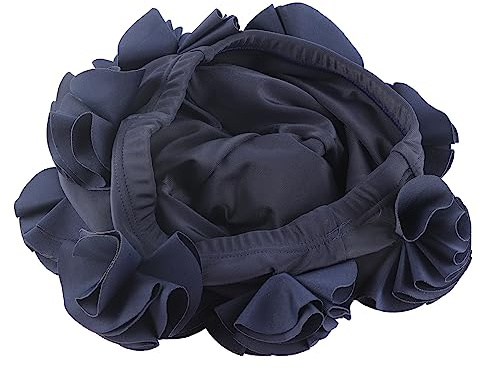 Gedourain Badekappe swim cap women adult Hautfreundliche Robuste und Langlebige Schwimmkappe 3 Dimensionalblüten für Lange Haare Zum Schwimmen für Frauen (Blau) Badekappen