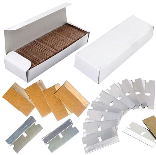Bells Box Scraper Blades Pack of 100/200 Pieces, Replacement Plastic Scraper, Car Sticker Remover, Window Glass Paint Cleaning, Decal Removal Tool (200)
