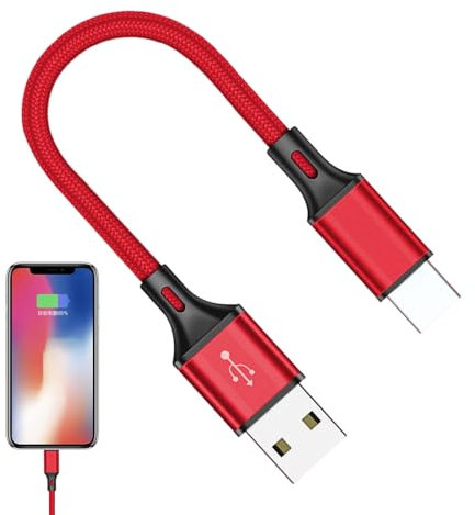 Generico Type C Cable, Fast Charging Cord, 25cm Nylon Build, Portable Data Function, Reliable Compact Type-C Charger for Laptop, Phone, Computer, Travel, Charging, 9.84 Inches