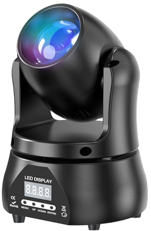 60W Mini Moving Head Partylicht, RGBW LED Disco Beam Bühnenlicht DMX512 Sprachsteuerung Lichteffekt für DJ Hochzeit Halloween Club