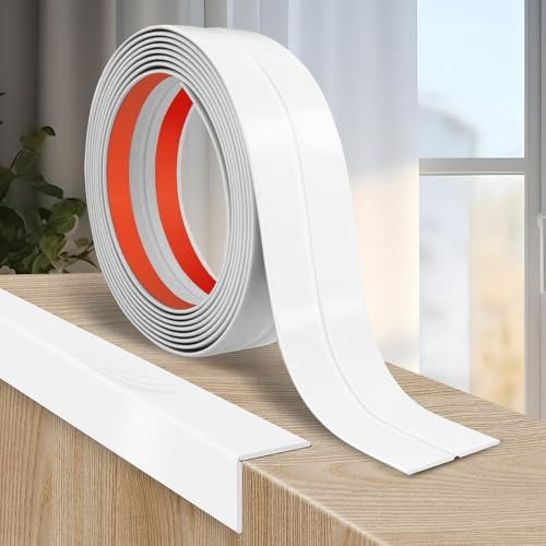 Flexible Moulding Trim Self Adhesive PVC Corner Trim Wall Corner Protectors Tile Edging Strip Wall Moulding for Ceiling Kitchen Worktop Edging (4cm×12m, White)