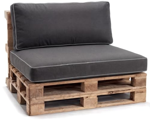 Gutekissen® Palettenkissen Set für Gartenmöbel – Sitz- und Rückenkissen für Europaletten, Outdoor Auflagen für Palettensofa & Lounge PWK (Anthrazit, Deko Kissen 50x50)