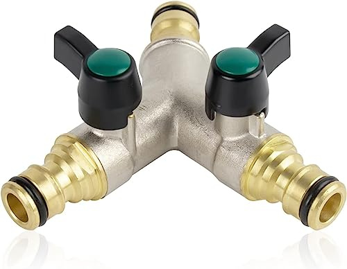 Wzzy Gurden Messing 2-Wege Wasserhahn Verteiler, 1/2 Messing Schlauchverteile, Y-Schlauchkupplungen, für Sprinkleranlagen und Waschsysteme