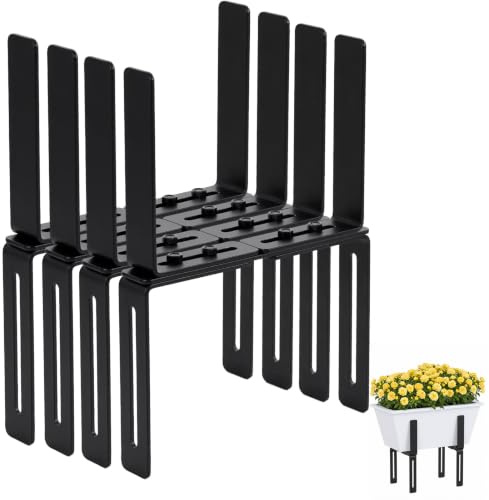 2er H-Form Blumenkastenhalterung für Balkongeländer, Ohne Bohren, 2-Fach Verstellbar,Passend für Balkonkasten 15–23 cm und Geländer 1,5–32 cm, Stabiler MetallBalkonkasten Halter (Schwarz, 4)