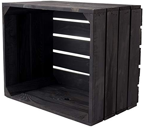 Vinterior Schwarze Obstkisten Weinkiste Wohnzimmer Black Holzkiste Küche Holzkiste Regal 50x40x30cm (Schwarze Apfelkisten)
