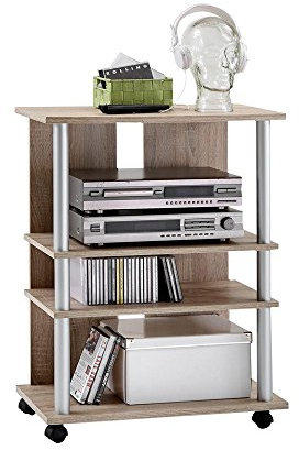 Phonoregal Paris I - Eiche Nachbildung Media-Regal TV-Möbel, TV-Bank, Bank für TV, Fernseh-Schrank, Fernseh-TV, mit Ablagen