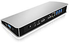ICY BOX USB-C Docking Station mit Netzteil für Notebook und MacBook, Power Delivery, HDMI, DP 1.2, USB 3.0 Hub, Kartenleser, LAN
