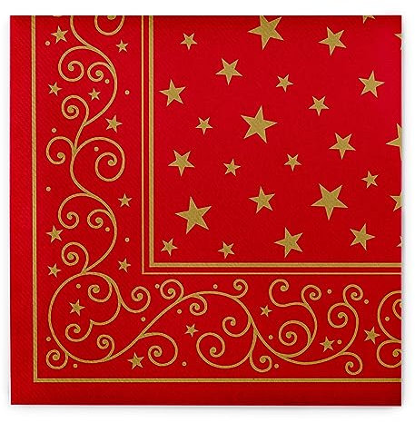 Sovie HORECA Weihnachtsserviette Liam in Rot aus Linclass® Airlaid, Serviette stoffähnlich festlich, ideal für Advent & Weihnachten, 40x40cm, 50 Stück