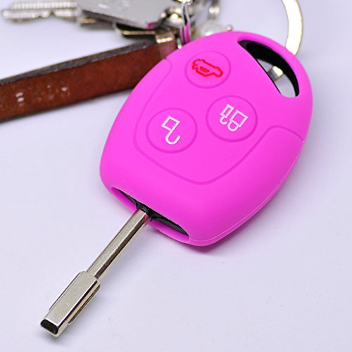 Soft Case Schutz Hülle Auto Schlüssel für Ford Transit Mondeo Focus II Fiesta VI Fusion Galaxy S-MAX Remote/Farbe: Pink