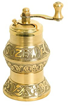 Sozen 11.9cm Istanbul Manuelle Pfeffermühle Messing - Handgefertigte türkische Pfeffermühle, konische Grat Gewürzmühle, tragbare Handkurbelmühle für Salz, Pfefferkörner und andere Gewürze mit