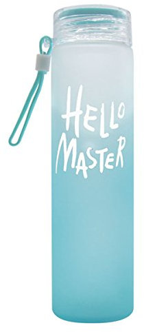 Botellas de agua de vidrio con cuerda, botella deportiva de viaje para bebidas de té helado, 18 onzas, color azul