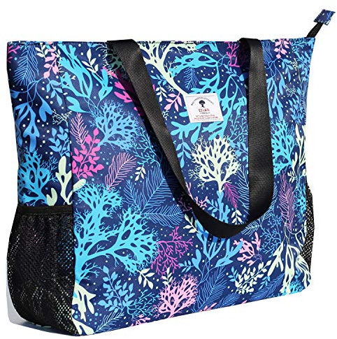 ESVAN Große Strandtasche, wasserabweisend, leicht, 50,8 cm, für Damen, übergroße Tragetasche für Fitnessstudio, Strand, Reisen, Pool, Yoga, Krankenschwester, Koralle, X-Large