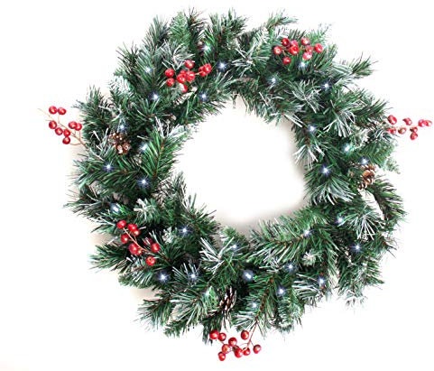 Best Artificial Weihnachtsdeko Adventskranz/Girlande mit Lichtern, Plastik, grün, 60cm Wreath