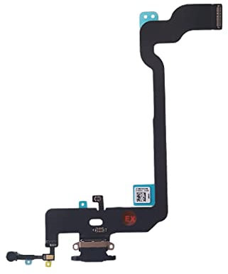 Smartex® Ladebuchse mit Flex Kabel kompatibel mit iPhone XS Schwarz - Dock Connector mit integrierten Kabel für Mikrofon und Antenne