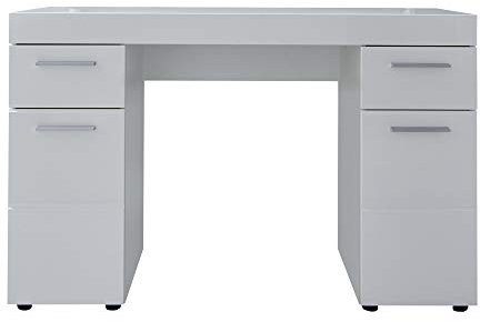 trendteam smart living - Amanda - Schminktisch - Weiß/Weiß Hochglanz - Schreibtisch mit 4 Fächern und 2 Schubladen - (BxHxT) 120 x 76 x 41 cm - Kosmetiktisch mit Stauraum - Kratzfest