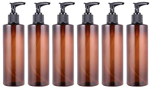 6pcs Refillable Press Pump Bottle Empty Pet Travel Dispenser for Shampoo Shower Gel Lotion Random Pump Head Colors for Bathroom Travel Accessories