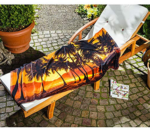 Hans-Textil-Shop Badetuch 75x150 cm Sonnenuntergang Baumwolle - Badezimmer, Strandtuch, Strandhandtuch, Handtuch, Duschtuch, Urlaub, Strand, SPA, Bad