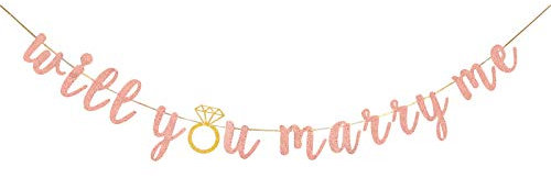 AonBon Rotgold Will-You Marry Me Banner, Antragsantrag Anlass Dekoration, Marry Me Schild, Hochzeitsantragsdekorationen