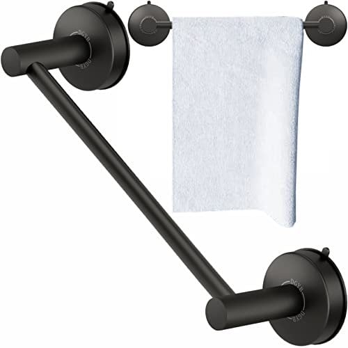 DGYB Dusche Saugnapf Handtuchhalter 43.2CM Mattschwarz Prämie 304 Edelstahl Wasserdicht Anti-Rost Abnehmbarer Badetuchhalter