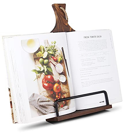 VYNOPA Cookbook Stand for Kitchen Counter Wood Adjustable Recipe Book Holder Stand iPad Rustic Holder Thanksgiving Day Christmas Gift for Mother, Grandma, Women