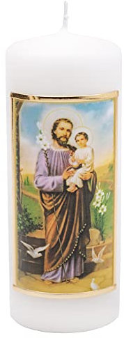 FRITZ COX Heiligenkerze der 'Heilige Josef' - handgefertigt in Deutschland, Hochwertige Darstellung, Qualitätskerze, tolles Geschenk für Gläubige