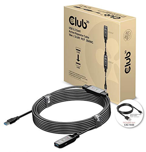 CLUB3D USB 3.2 Gen1 Cable Repetidor Activo 10m / 32.8ft M/F 28AWG