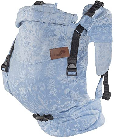 SCHMUSEWOLKE Comfort FullBuckle - Babytrage für Neugeborene ab der Geburt (0-12 Monate, 3-12 kg) - BIO-Baumwolle mit Leinen - Fleur Provence