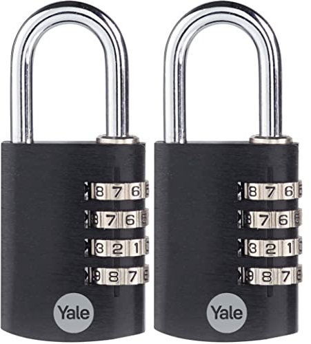 Yale Paquete de 2 candados de combinación de 4 dígitos para exteriores, impermeables, para escuela, gimnasio, casillero deportivo, valla, caja de herramientas, puerta, funda, almacenamiento de cerrojo