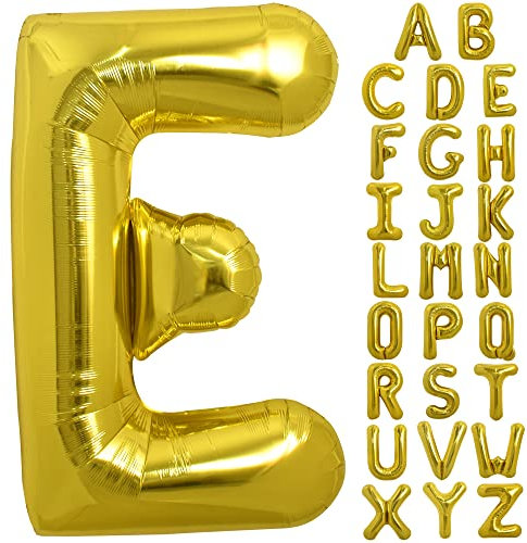 TONIFUL 40 Zoll Große Goldfarbene E Buchstabe Ballon, Jumbo Helium Folie Mylar Big Alphabet für Geburtstagsfeier, Jubiläum, Valentinstag Zubehör Dekorationen