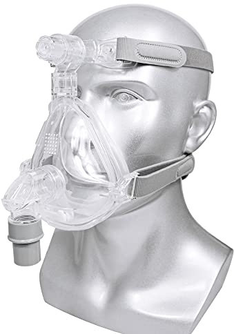 funchic Vollgesichtsmaske, C-P-A-P Schlafmaske, C-P-R-Maske für Schlaf-Apnoe-Schnarchen, frei einstellbares Kopfband, Universal(S)