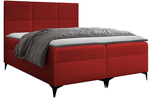 Mirjan24 Boxspringbett Fava mit 2 Bettkästen, Doppelbett mit Matratze + Topper Amerikanisches Continentalbett Polsterbett Farbauswahl Bett mit Kopfteil Bettgestell (Manila 28, 180 x 200 cm)