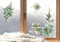 wolga-kreativ Fenster Fensterbilder Glasdekorfolie Motiv Fensterfolie FenstertattooWinter Weihnachten Advent grüne Blumen Haus Aufkleber Fenster wiederverwendbar Kinderzimmer Deko