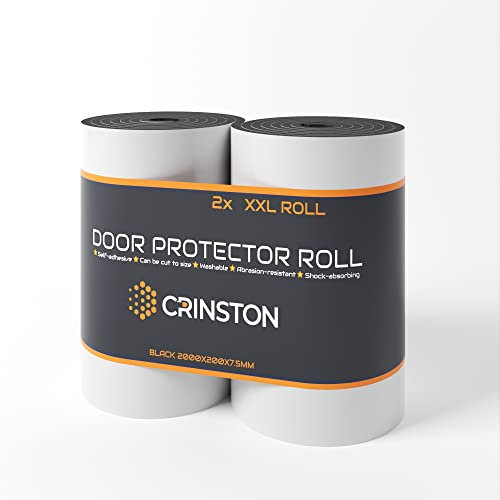 CRINSTON® Protezioni delle pareti del Garage |2 rotoli di 20 cm x 2 m| Pannello protettivo in schiuma autoadesiva, Protezione Paraurti, Idrorepellente. (Nero)