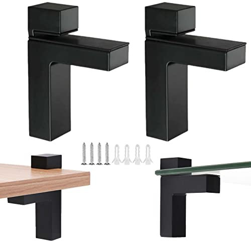 KMERCE 2pcs Glasklemme Verstellbare Schwarz, Klemmhalter Edelstahl, Regalhalterung, Badezimmer Regalträger für 3-28 mm Dicke Glas, Acrylglas und Holzregal, Wandmontage