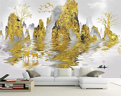 Mural De Pared Pelar Y Pegar Papel Pintado De Foto Personalizado 3D Pintura De Paisaje Dorado Murales Grandes Para Sala De Estar, Sofá, Dormitorio, Pintura De Pared Mod 200 (ancaHtoo) x 150 (aHto) cm