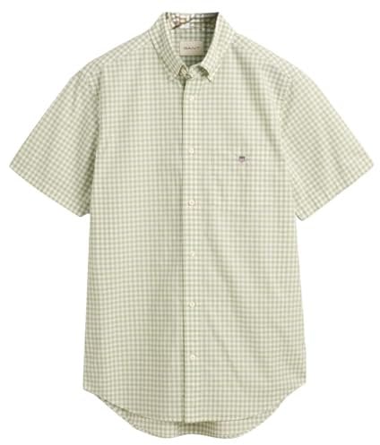 GANT Mens Poplin Gingham Short Sleeve Shirt Milky Matcha M