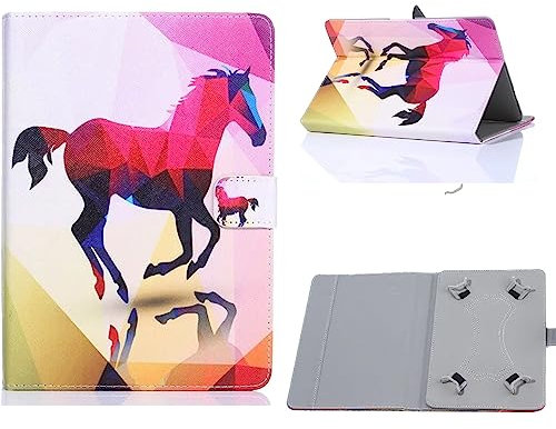elfofle Custodia universale per Blackview Tablet 10 Pollici/Tab 60 WiFi 10.1/Tab 90 WiFi/Honor Pad X8a 11 Pollici, Compatibile con Teclast M50/P50/T40Air(Cavalli colorati)
