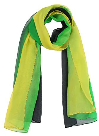 Uxcell Langer Chiffon-Schal für Hochzeit, seidiger Farbverlauf, Party, Schal, Frühling, Sommer, Strand, Wickeltuch für Damen, Gelb, Grün, Schwarz, 63x19.6