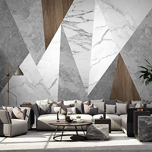 Vlies Fototapete Geometrischer Marmor 3D Effekt Vlies Tapeten Wandtapete XXL Moderne Wanddeko Wohnzimmer Schlafzimmer Büro Flur 200 cm B x150 cm H