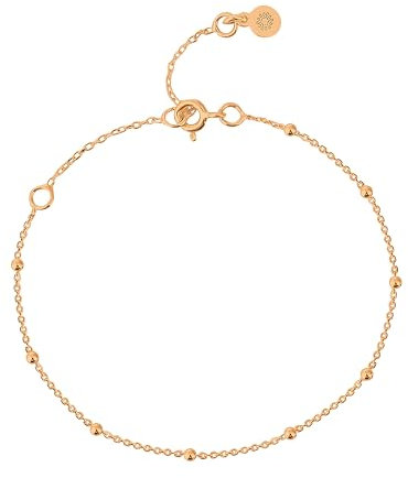 Einzelstück® Kugelarmband 925 Sterling Silber 14k Roségold I Armband mit Kugeln vergoldet I Planetkette I Silberarmband Handmade Echtschmuck I Damenarmband I Armkette (Harmony Armband Roségold)