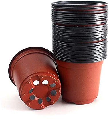 Jasfyee 50Pcs Plastic Plant Pots, 15cm Seed Starting Pots with Drainage Hole and Sturdy Bottom for Succulent Seedling Cutting Transplanting, Flower Seedling