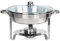 Mahlzeit stainless steel round chafing dish with glass lid | 4 litres | Food warmer | Heating container | Chafing dishes for buffet | Warming container | Buffet serving | Fuel Holder | Catering