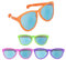 Relaxdays Partybrille 4er Set, Riesenbrillen für Party, Karneval und Festival, aus Kunststoff, Blaue Gläser, Mehrfarbig