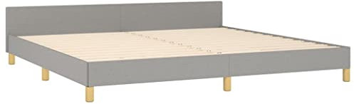 Tino Tech Polsterbett Betten Schlafzimmerbett Bed Bett King Size Bett Gestell Gästebett Bettgestell mit Kopfteil Hellgrau 200x200 cm Stoff
